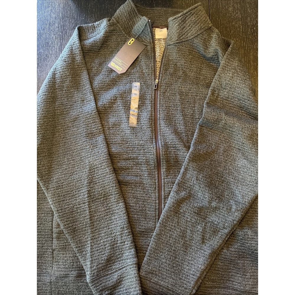 VRST Waffle Knit Full Zip Jacket Mens XXL Gray Stand Collar Solid NEW